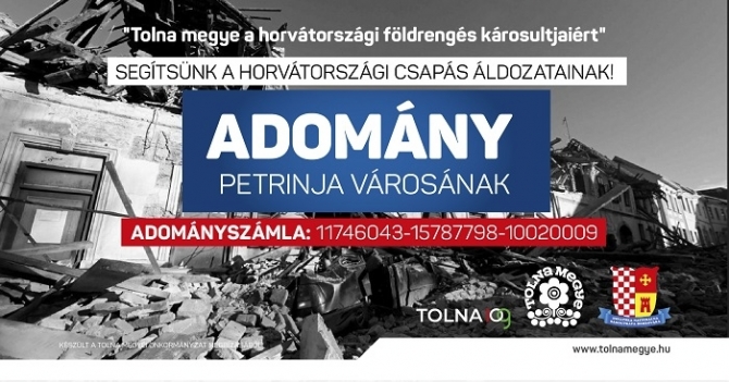 Tolna megye a horvátországi földrengés károsultjaiért 
